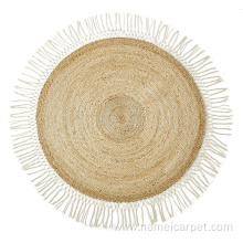 hand woven round hemp jute rugs with tassels